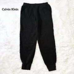 カルバンクライン ジョガーパンツ 黒 ロゴ 総柄 ウエストゴム L相当