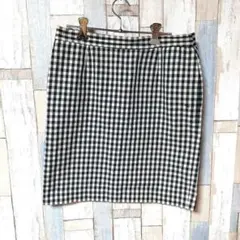 アーノルドパーマー✨️ギンガムチェック　タイトスカート　スリット　ミニ　M黒