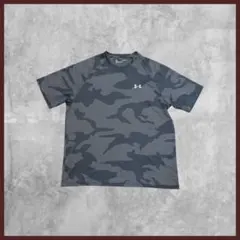 US古着 UNDER ARMOUR プリントロゴ 迷彩 Tシャツ半袖 グレー Lのサムネイル