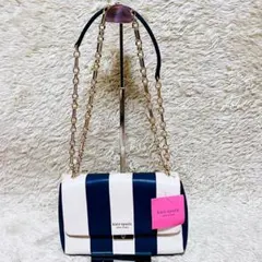 ✨新品✨ kate spade ショルダーバック ストライプ ゴールド チェーン