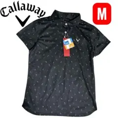 【新品】キャロウェイ レッドレーベル 花柄　半袖ポロシャツ 速乾　ブラック M