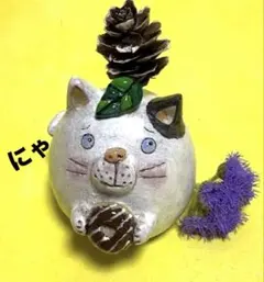 可愛い❤️ブチ猫ちゃん❤️縁起物、招き猫、陶器人形、置物、アート、白黒猫、作家
