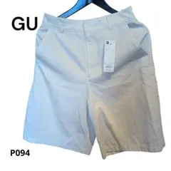 P094　【新品未使用品】GU　コットンバミューダパンツ オフホワイトL