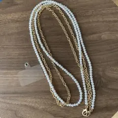 【美品】ホワイトパール ゴールドショルダーストラップ