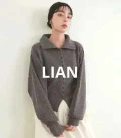 Lian ボタンデザイン2WAYネックニット ブラックのサムネイル