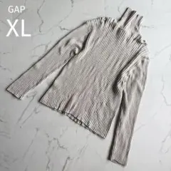 ギャップ【XL】タートルネック リブニットセーター ライトグレー コットン　定番