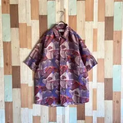 90s 00s vintage 古着 総柄 シルクシャツ 配色良 y2k