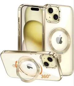 iPhone 15用ケース MagSafe対応 CDリング 360°回転スタンド