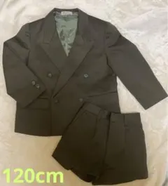 美品　フォーマルスーツ　120 男の子　モスグリーン　ストライプ　卒園式　入学式