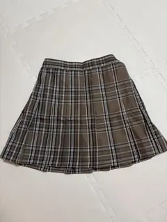 WEGOブラウンチェックプリーツスカート