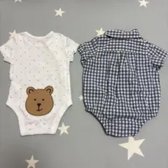 baby gap ロンパースセット（くまけつ チェック柄）