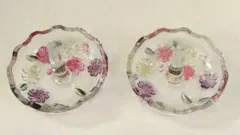 花柄ガラス皿 アクセサリー入れ　 2個セット