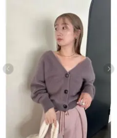 snidel フォックスファーオフショルカーディガン