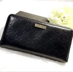 GUCCI グッチシマ 長財布 ラウンドファスナー プレート 307980 黒