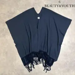 6 ロク BEAUTY&YOUTH ネイビー フリンジ ポンチョ R361のサムネイル