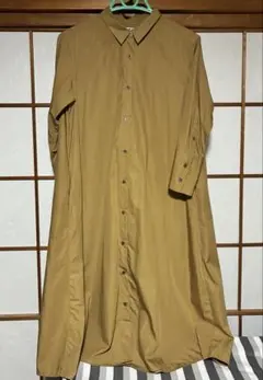 UNIQLO ブラウン 長袖シャツワンピース M