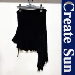 6735★クリエイトサン★M 黒 アシンメトリー スカート 社交ダンス