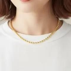 新品 ボール チェーン ネックレス6mm ゴールド サージカルステンレス