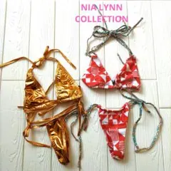 こ*う様 ゴールドと赤白のマイクロセパレート水着セット