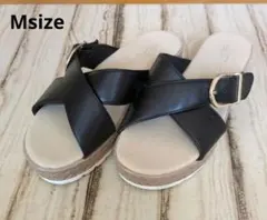 黒 クロスストラップ サンダル