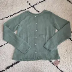 新品未使用　NOLLEY'Sミントグリーン リブ編み 長袖カーディガン