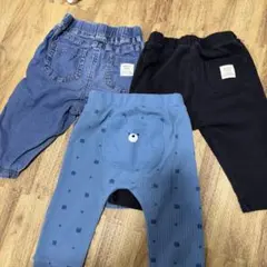 男の子　保育園　80 95 パンツ　ズボン　まとめ　セット　クマ　黒　デニム