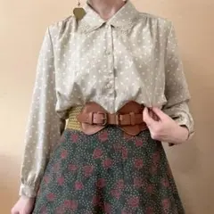 ヴィンテージ 昭和レトロ ヒョウ レオパード シアーシャツブラウス 