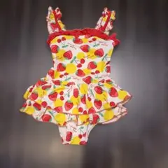 フリル付きワンピース水着　イチゴ　レモン　リボン　110㎝