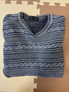 SHIPS JET BLUE ケーブル編みセーター S ネイビー系