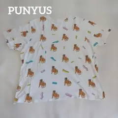 PUNYUS タイガー総柄Tシャツ 白 半袖 ビッグシルエット 日本製のサムネイル