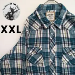 US古着 フランネルシャツ URBAN ライトブルー XXL