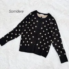 Sorridere ドット柄カーディガン 3L 大きいサイズ ブラック×ベージュ