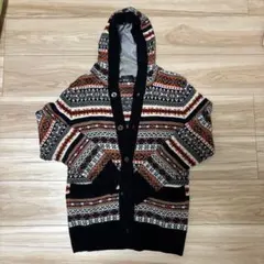 ★TK MIXPICE フード付き ニットカーディガン ノルディック柄