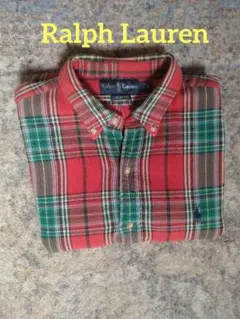 【美品】Ralph Lauren チェック柄ネルシャツ M ブランドロゴ刺繍あり
