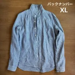 BACK NUMBER ストライプ柄 長袖シャツ ブルー系　XL