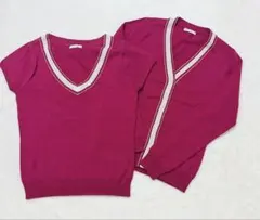 【美品】エフデ　 ウール　半袖セーター・長袖カーディガン　セット　M size