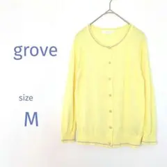 美品 grove グローブ 薄手カーディガン M イエロー ラメ 冷房対策 春夏のサムネイル