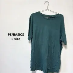 PS/BASICS【L】ダークグリーン Tシャツ 半袖 クリスマス コットン素材