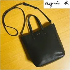 【美品】アニエスベー 2way トートバッグ ショルダーバッグ 牛革 ブラック