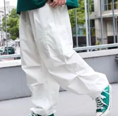 【CODDERR】カーゴパンツ裾ドローコードワイドカーゴカラーパラシュートパンツ