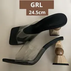 GRLウッドヒールクリアサンダル24.5cm