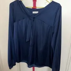 ボウタイブラウス ネイビー