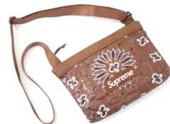 美品 Supreme バンダナ柄 ショルダーバッグ ブラウンのサムネイル