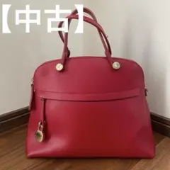 【中古】FURLA パイパー　2WAYバッグ　ハンドバッグ　Mサイズ　レッド