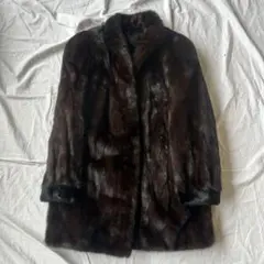 SAGA MINK 毛皮ロングコート ダークブラウン