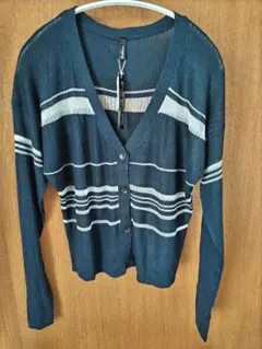 【新品⭐未使用⭐タグ付き】透かし編みカーディガン　ネイビー　Mサイズ