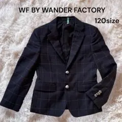 ワンダーファクトリージャケット濃紺チェック120フォーマル　卒園　入学　発表会
