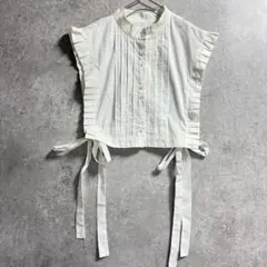 SNIDEL スナイデル　フリルベスト　サイズ1 リボン　ホワイト ノースリーブ