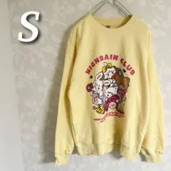 裏毛スウェットトレーナー　プリント　長袖トップス　プルオーバー　クルーネック　S