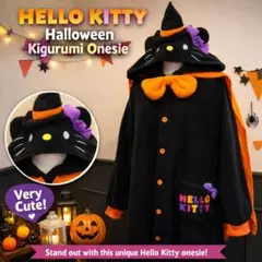【レア】ハローキティ ハロウィン 着ぐるみ L サンリオ 黒 オレンジ コスプレ